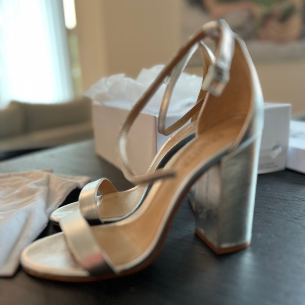 Schutz metalic chunky heels